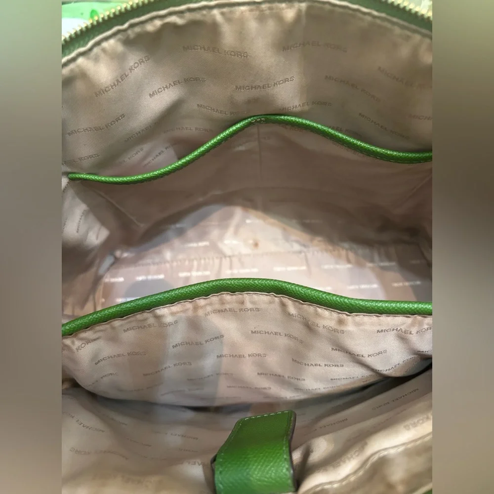 MICHAEL Michael Kors Maddie Green Leather Tote Bag
